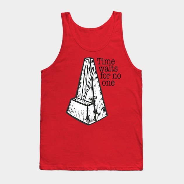 Time Waits For No One Metronome Logo Tank Top by Jazz Nerd Paradise